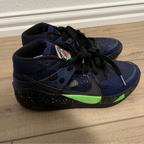 Nike KD 13 Planet of Hoops Midnight Blue/ Black/ Electric Green Size 8 - Picture 2 of 9